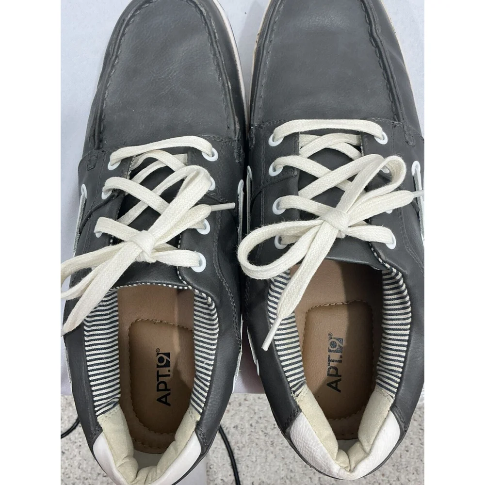 Men’s Apt 9 Size 10.5 M Apsuiter Gray Leather Boat Shoes